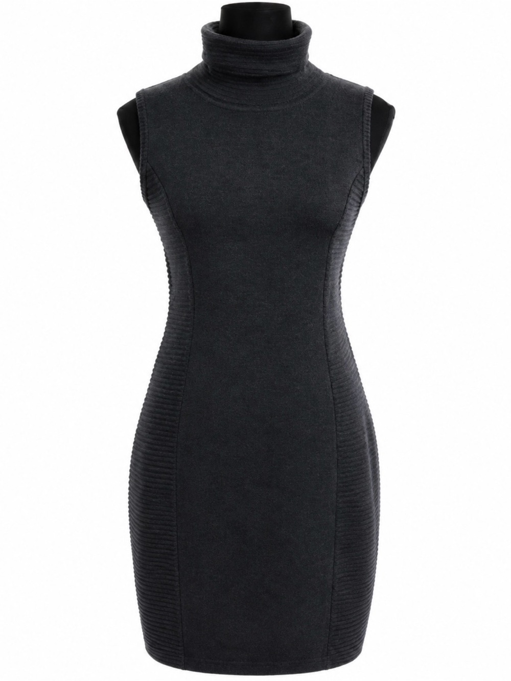 Calvin Klein Charcoal Ribbed Knit Bodycon Dress Size M